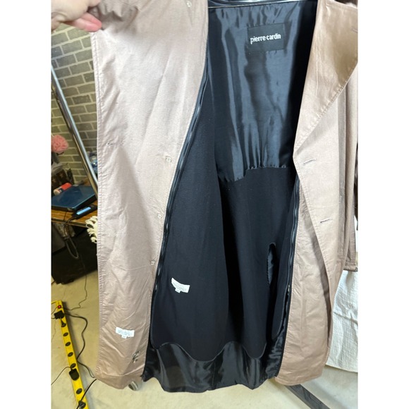 Pierre Cardin Mens Double Breasted Trench Coat Tan Zip Out Liner 44R Cotton - Picture 6 of 9